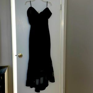 Xscape off the shoulder hi low dress, size 8